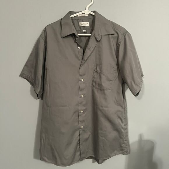 Van Heusen Gray Lux Sateen Button Down Shirt Size Large 16.5 - Picture 1 of 4